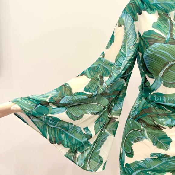 Elliatt Tory One-Shoulder Shift Asymmetrical Hi Low Palm Floral Print Midi Dress - Picture 5 of 12